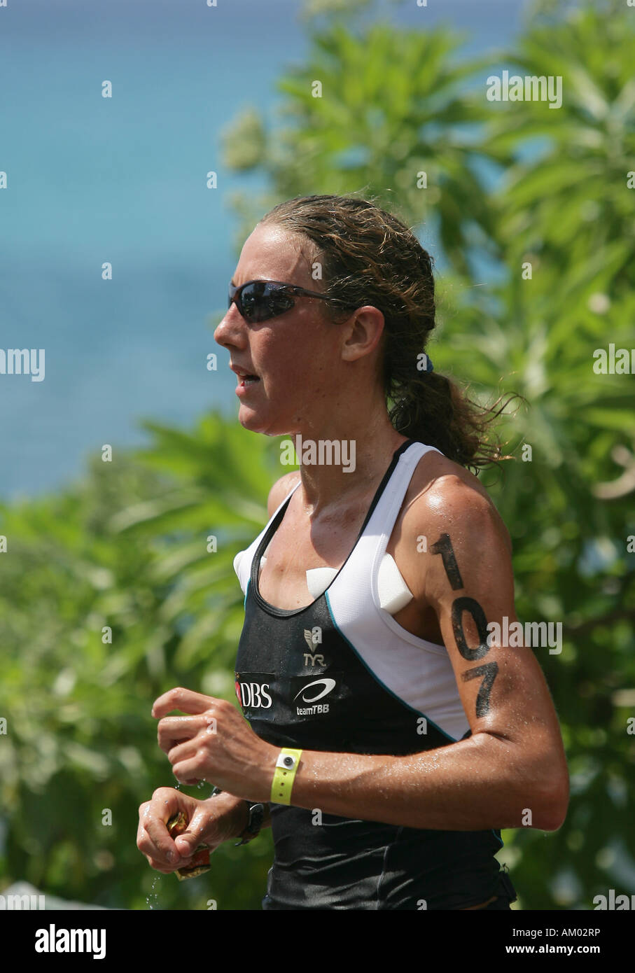 Triathlet Chrissie Wellington (GBR) au cours de l'Ironman World Championship à Kailua-Kona Hawaii USA Banque D'Images