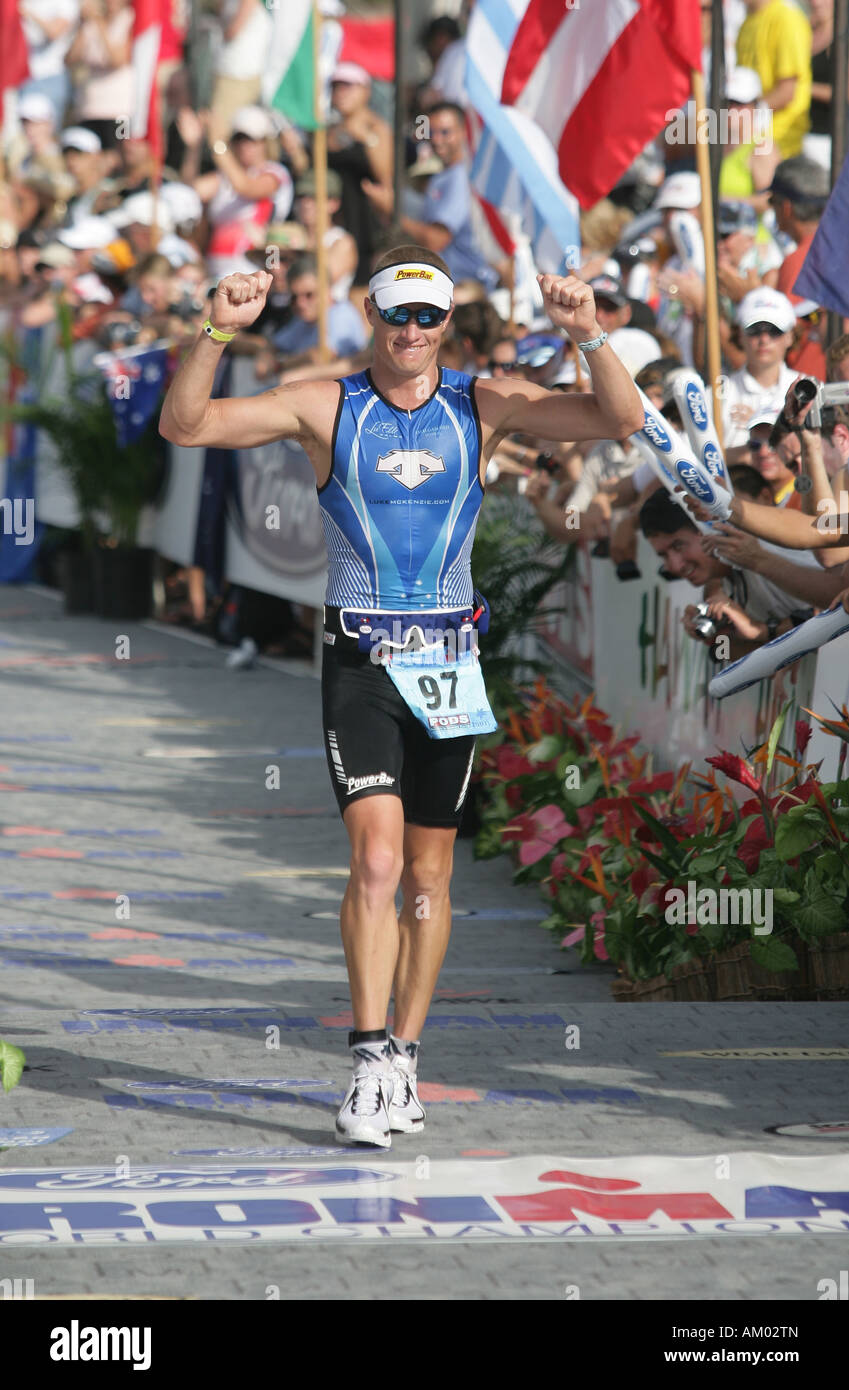 Triathlet Luc McKenzie au cours de l'Ironman World Championship à Kailua-Kona Hawaii USA Banque D'Images