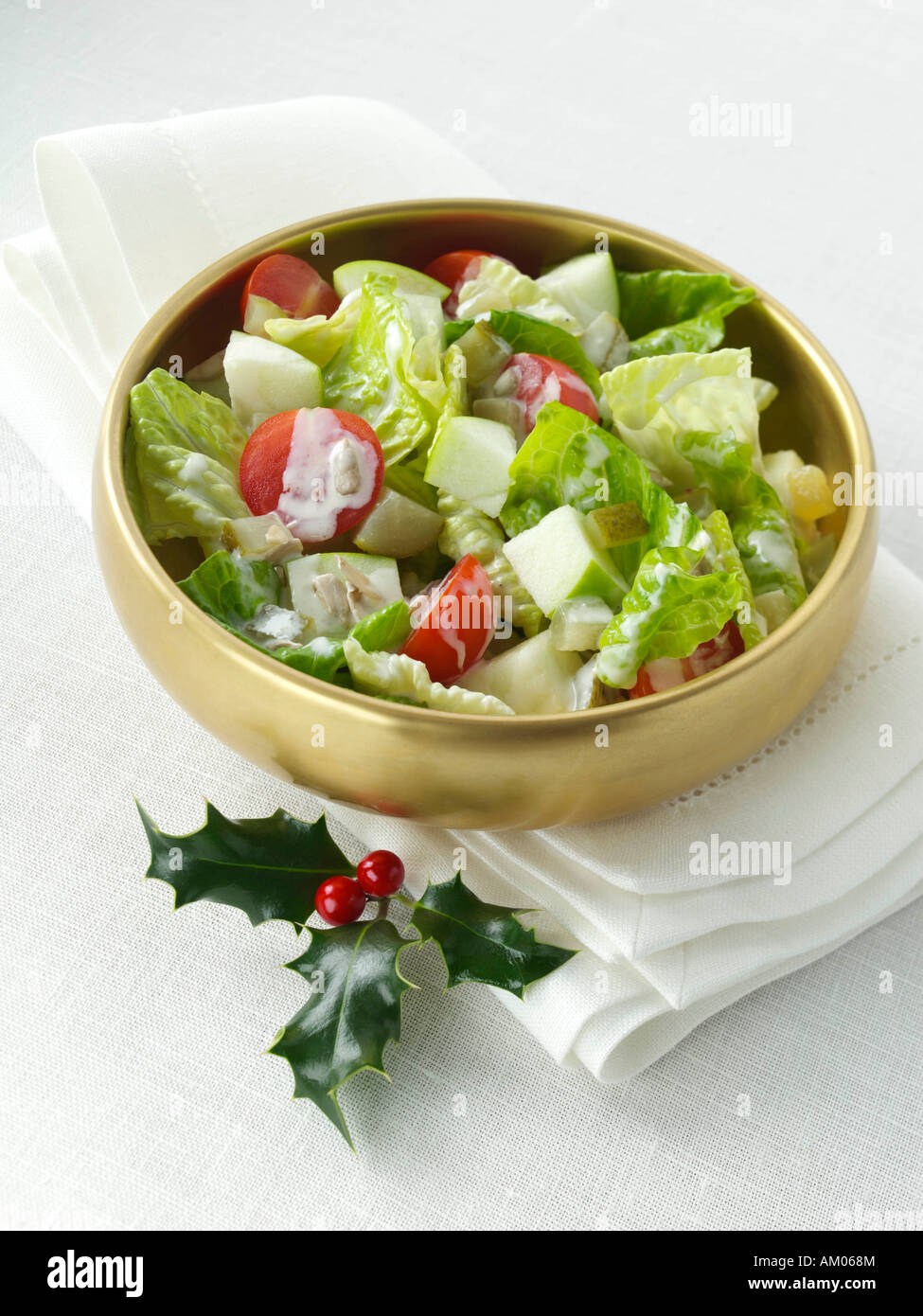 Un bol d'apple et le tournesol salade avec vinaigrette César l'alimentation éditoriale Banque D'Images