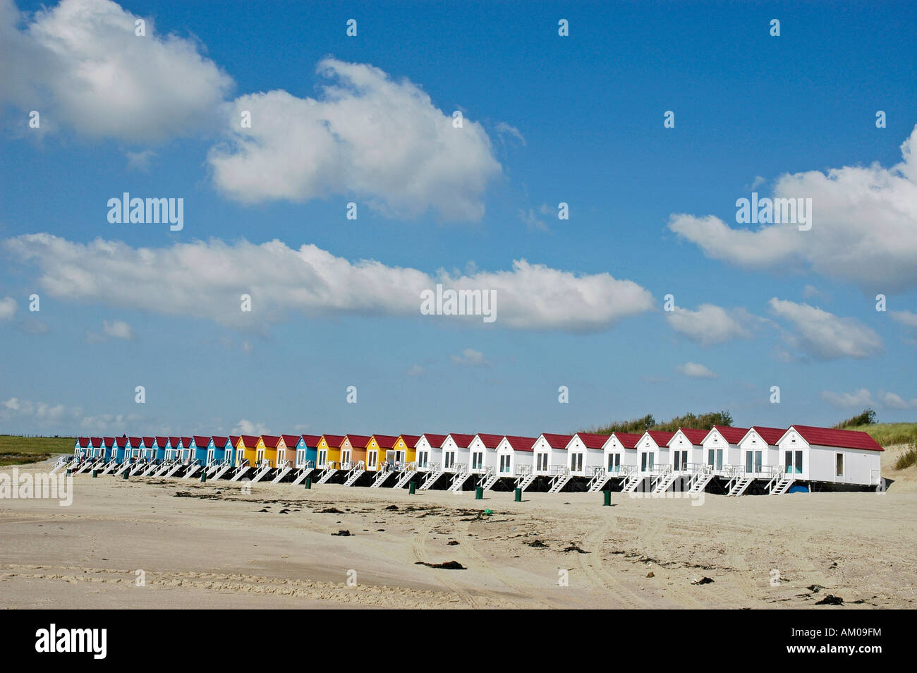Cabines de plage, Vlissingen, la Zélande, la Hollande, les Pays-Bas Banque D'Images