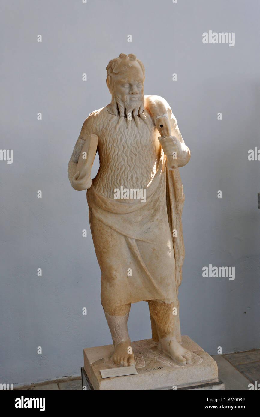 Statue d'acteur en tant que Silen dans le Musée, Delos, Grèce Banque D'Images