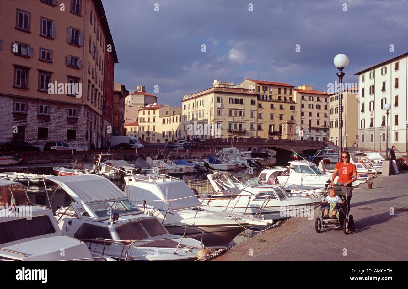 Port, Livourne, Toscane, Italie Banque D'Images