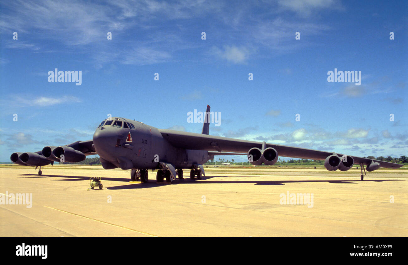 Bombardier Boeing B52 déployés dans les Territoires britanniques de l'Océan Indien Diego Garcia Banque D'Images