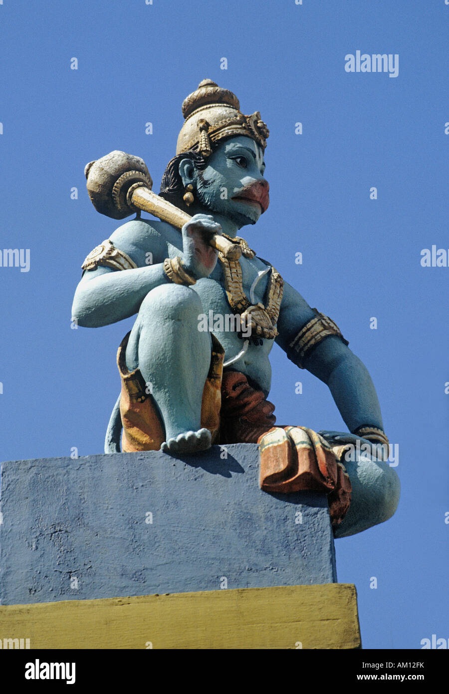 Statue du Dieu-singe Hanuman, Perumal Temple Hindou )-( Serangoon Road, Singapour, Asie, Southeast-Asia Banque D'Images
