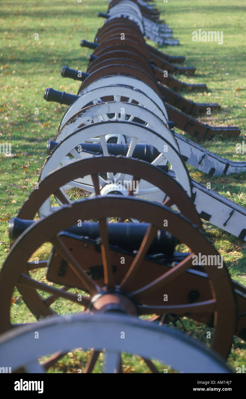 Canons à la guerre révolutionnaire au lever du soleil le Parc National de Valley Forge PA Banque D'Images