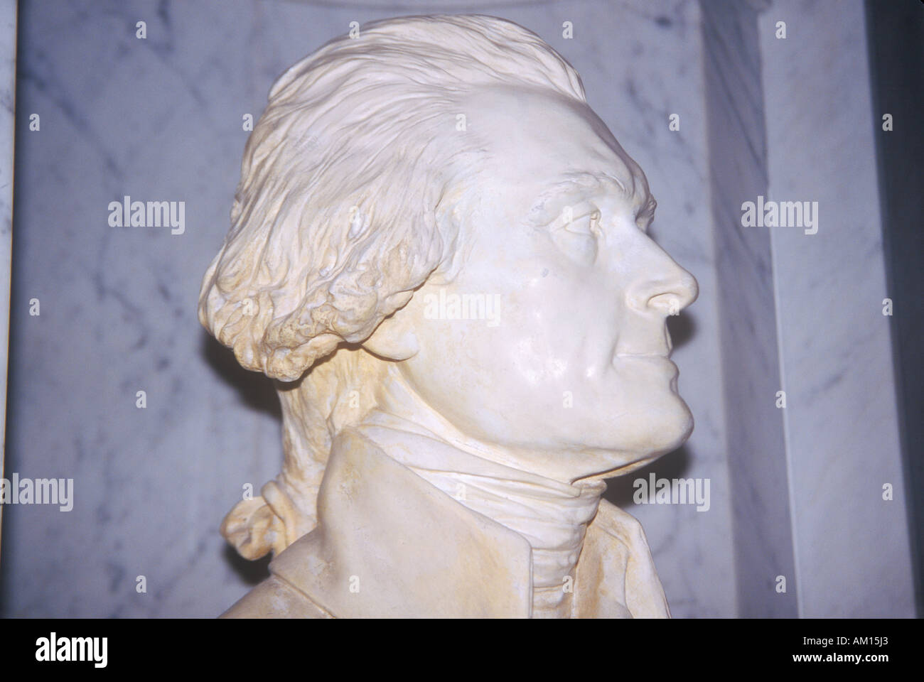 Buste de profil de Thomas Jefferson dans la Bibliothèque du Congrès à Washington D C Banque D'Images