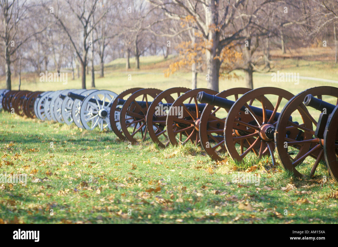 Canons à la guerre révolutionnaire au lever du soleil le Parc National de Valley Forge PA Banque D'Images