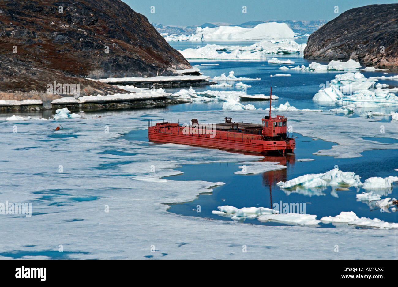 Cimetière de navires, la baie de Disko, Ilulissat, Groenland, Danemark Banque D'Images