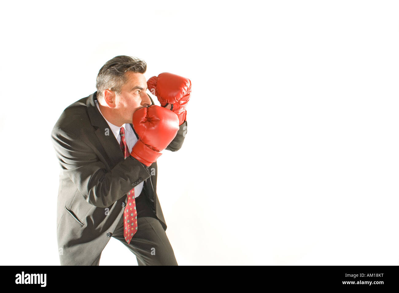 Businessman with boxing gloves Banque D'Images