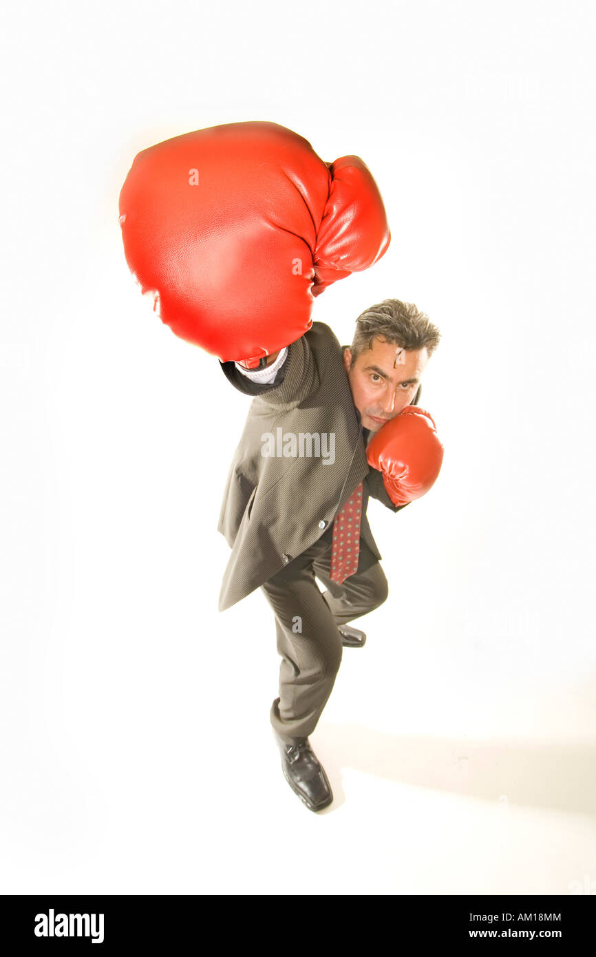 Businessman with boxing gloves Banque D'Images