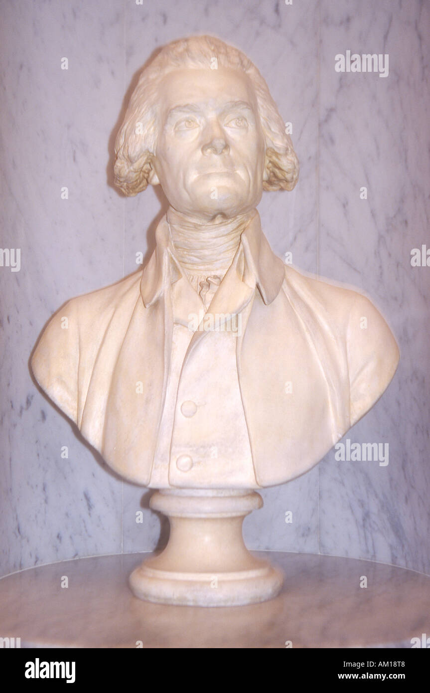 Buste de profil de Thomas Jefferson dans la Bibliothèque du Congrès à Washington D C Banque D'Images