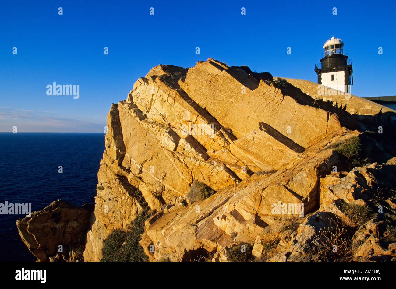 France, Corse, Haute Corse, Calvi, pointe de la Revellata et phare Banque D'Images