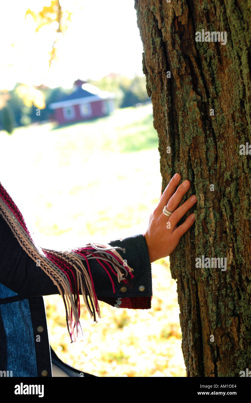 Girl Enjoying Autumn Day Woodstock Vermont Banque D'Images