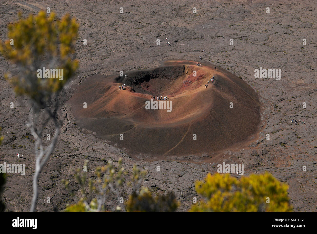 Petit cratère Formica Leo près de volcan Piton de la Fournaise, La Réunion, la France, l'Afrique Banque D'Images