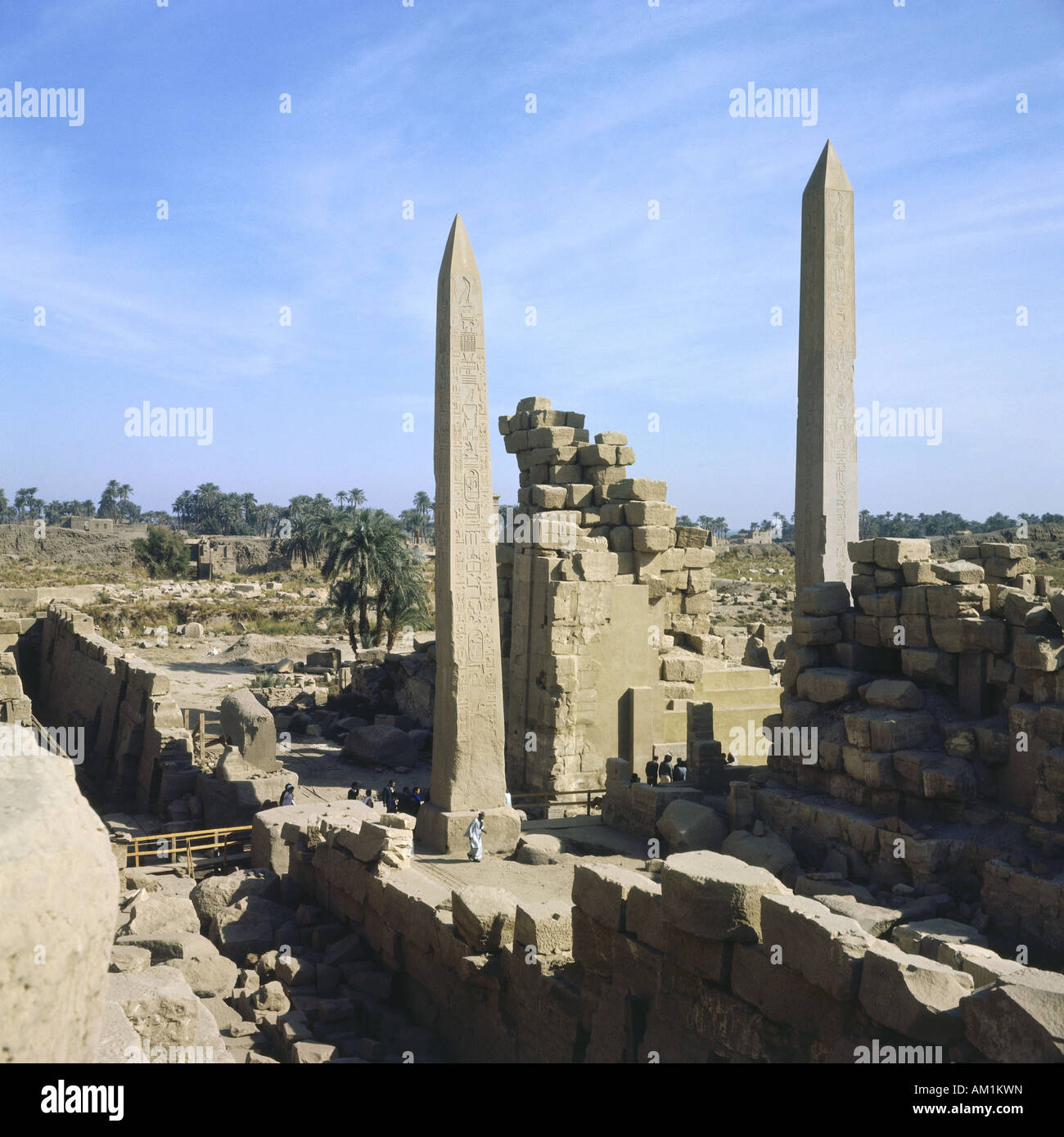 Géographie/voyage, Egypte, Karnak, Temple d'Amun-Re, obelisks de Hatshepsut (vers 1490 - 1468 av. J.-C.) et Thutmose III (vers 1490 - 1436 av. J.-C.), vue, , Banque D'Images