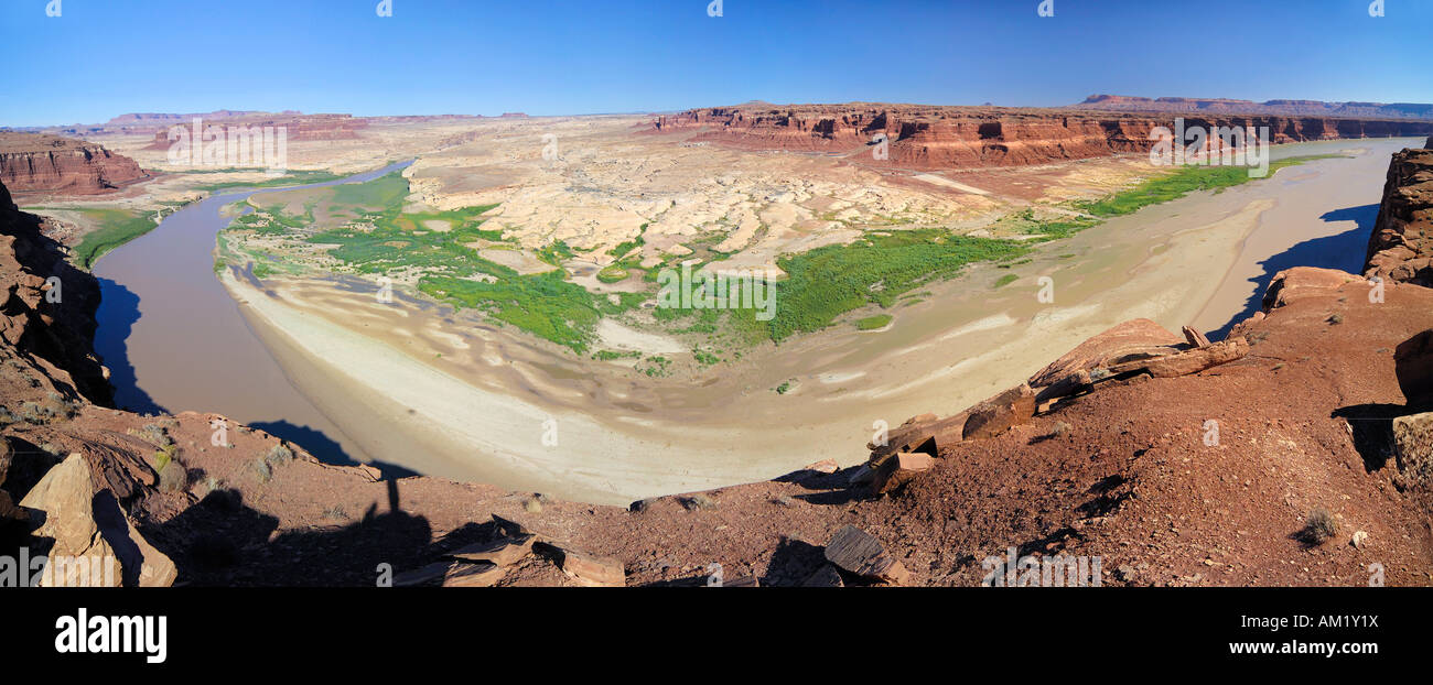 Vue depuis le belvédère Hite sur le Glen Canyon National Recreation Area , Plateau du Colorado, Utah, USA Banque D'Images
