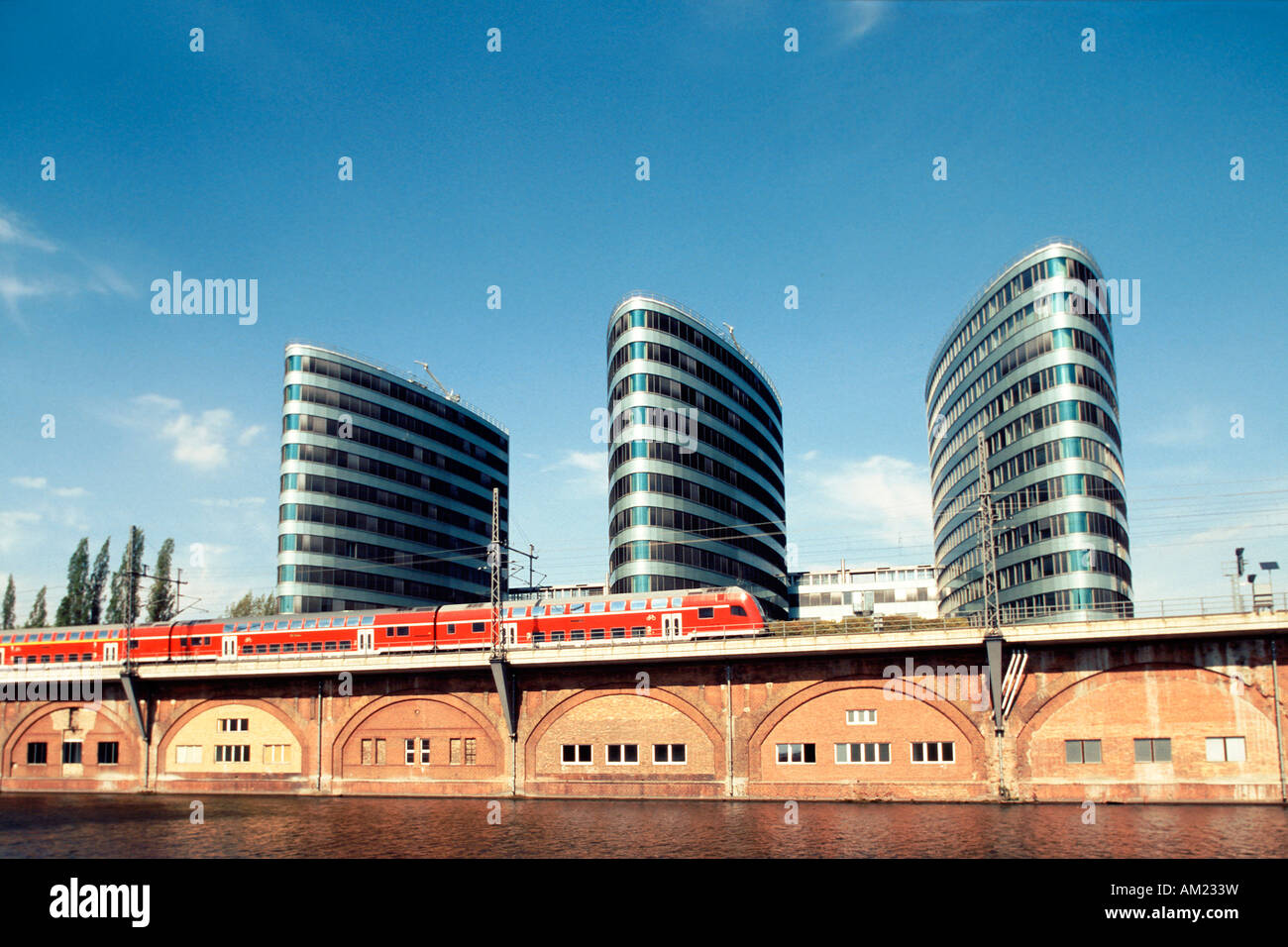 Trilogy office tower, Friedrichshain, Berlin, Allemagne Banque D'Images