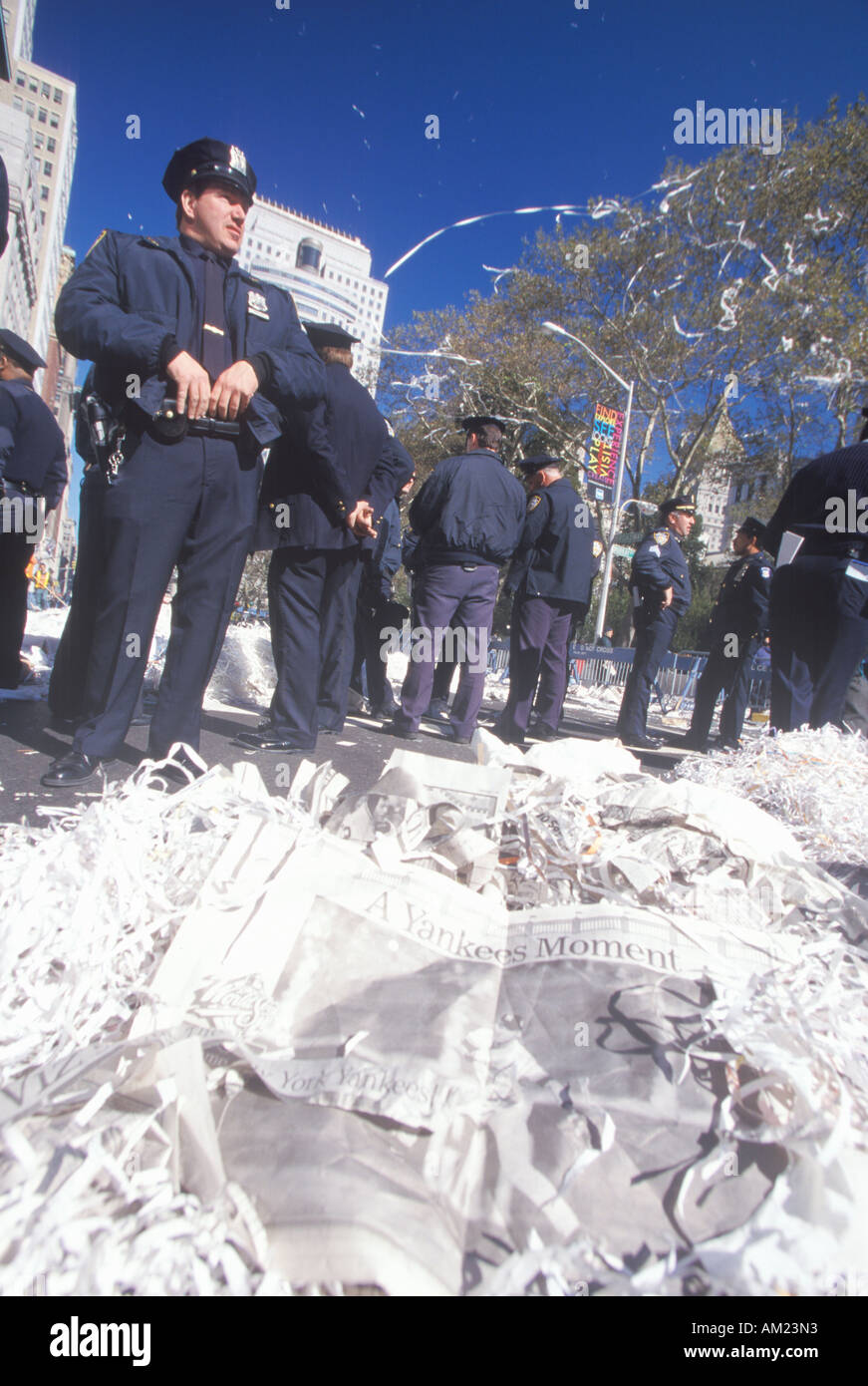 Policiers de serpentins 1998 Yankees de New York New York Banque D'Images