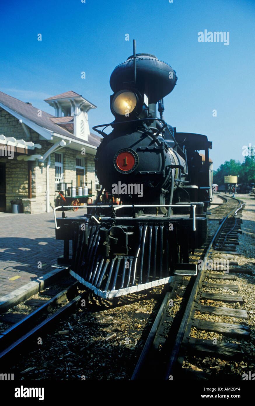 Un moteur à vapeur à une station de train à Eureka Springs en Arkansas Banque D'Images