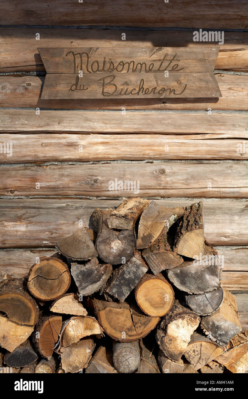 Le Canada, la Province du Québec, Région Montréal, Rigaud, La Sucrerie de la Montagne, chalet, cabane à sucre stock bois Banque D'Images