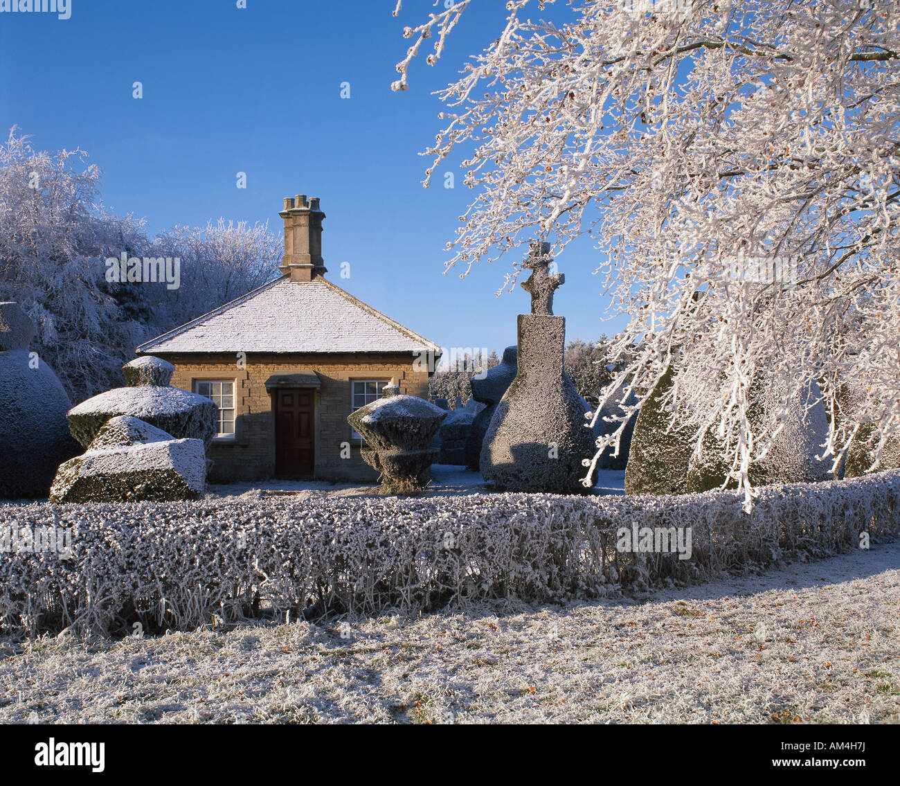 Givre Yew Tree Avenue Clipsham Rutland Angleterre UK Banque D'Images