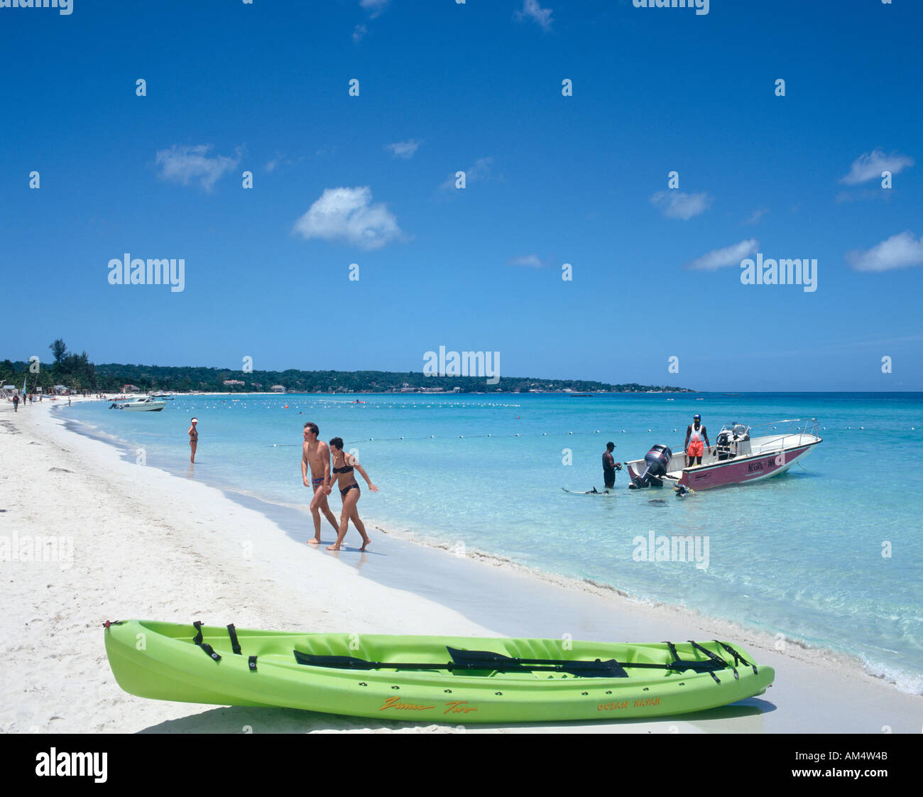 Seven Mile Beach, Long Bay, Negril, Jamaïque, Caraïbes Banque D'Images