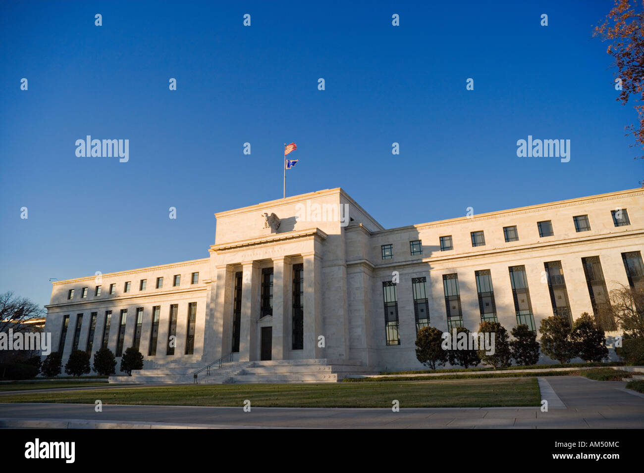 La Fed, Banque de Réserve fédérale, Washington DC. Entrée principale sur Constitution Avenue près du National Mall. Banque D'Images