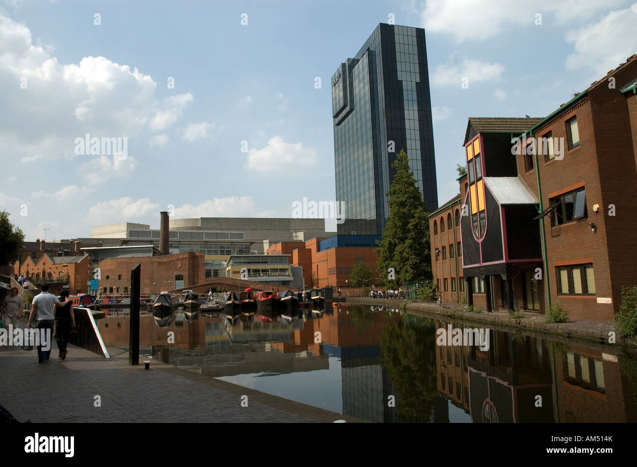 Le quai, Hyatt hotel et le gaz du bassin de la rue, Birmingham Banque D'Images