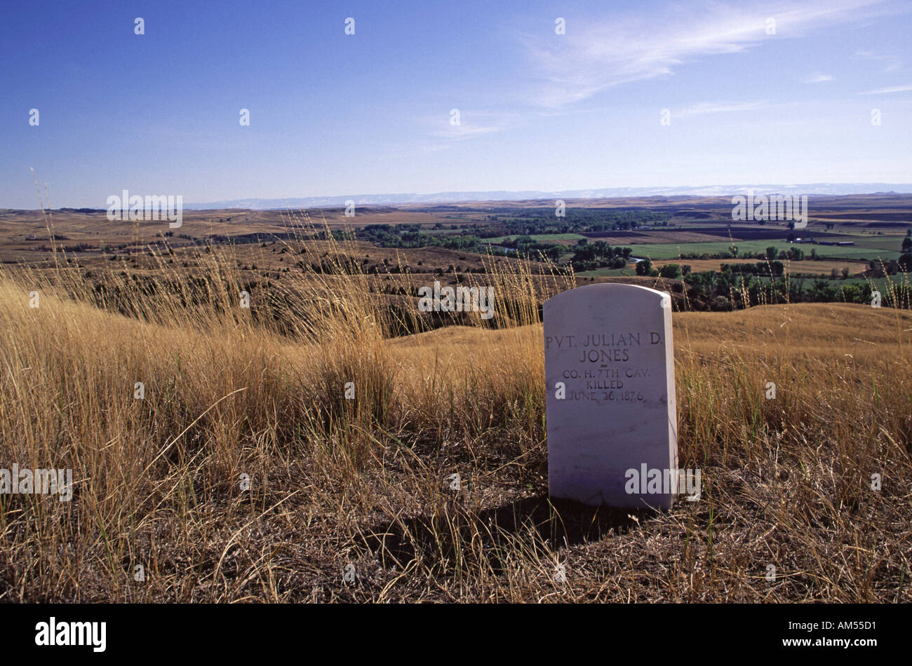 Pierre tombale à Little Big Horn (Montana) Banque D'Images Pierre tombale à Little Big Horn (Montana) Banque D'Images