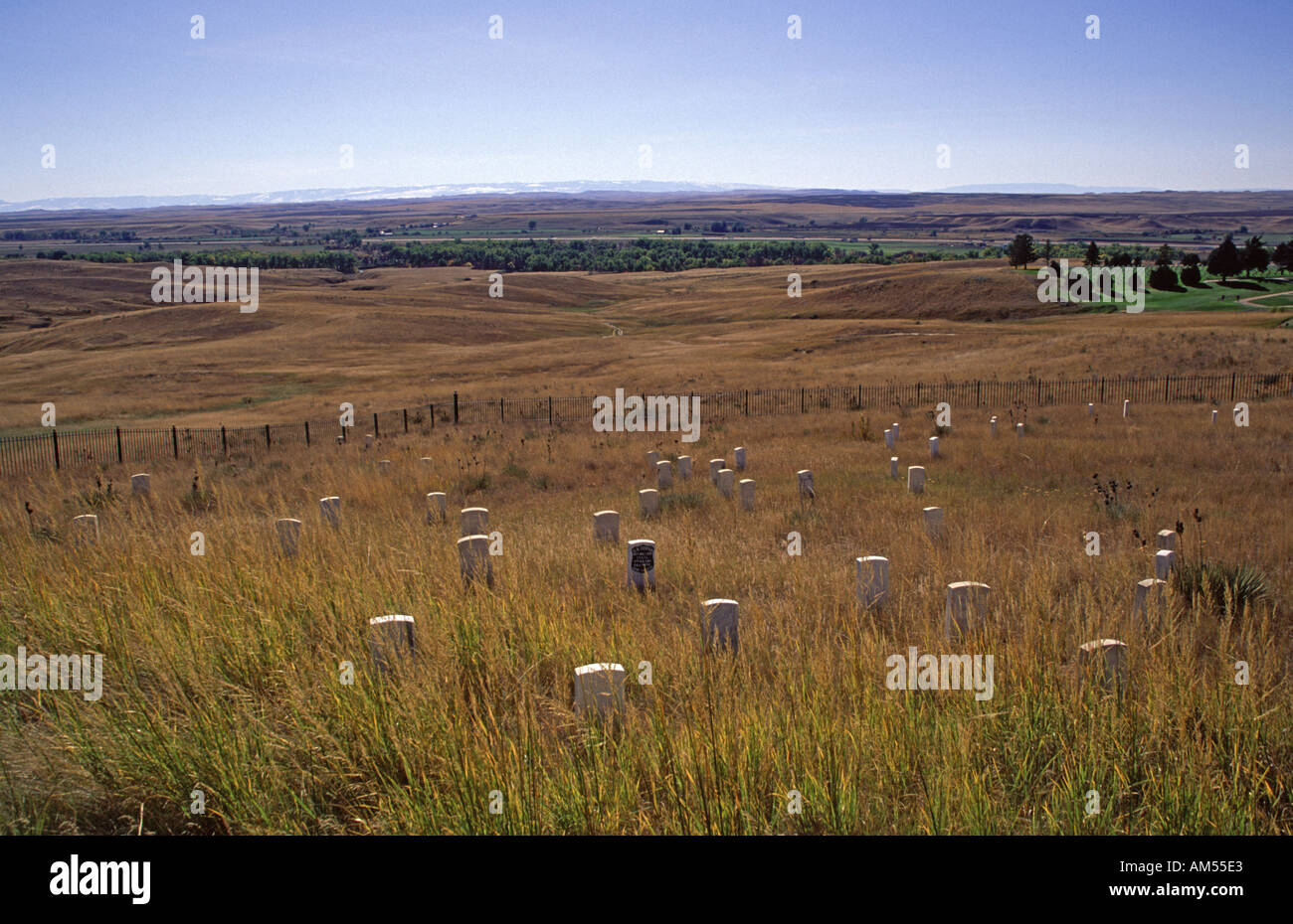 Pierre tombale à Little Big Horn (Montana) Banque D'Images Pierre tombale à Little Big Horn (Montana) Banque D'Images