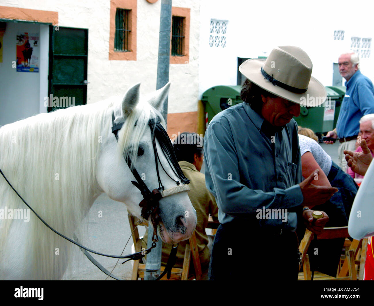Homme à cheval à la Feria de la Virgen del Rosario Fête de la Vierge du Rosaire Fuengirola espagne Octobre 2003 Banque D'Images