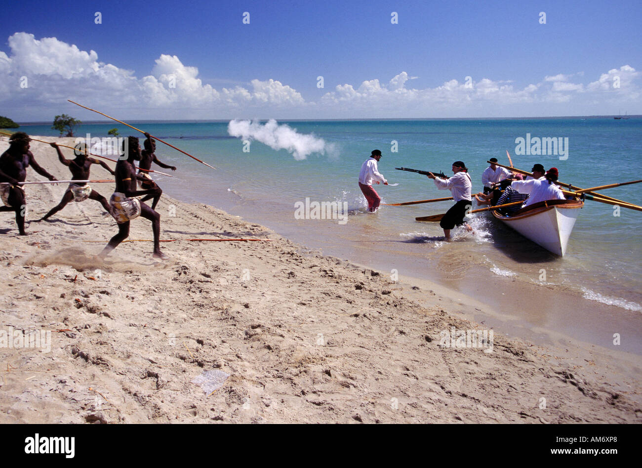 Premier contact Australie reconstitution Banque D'Images