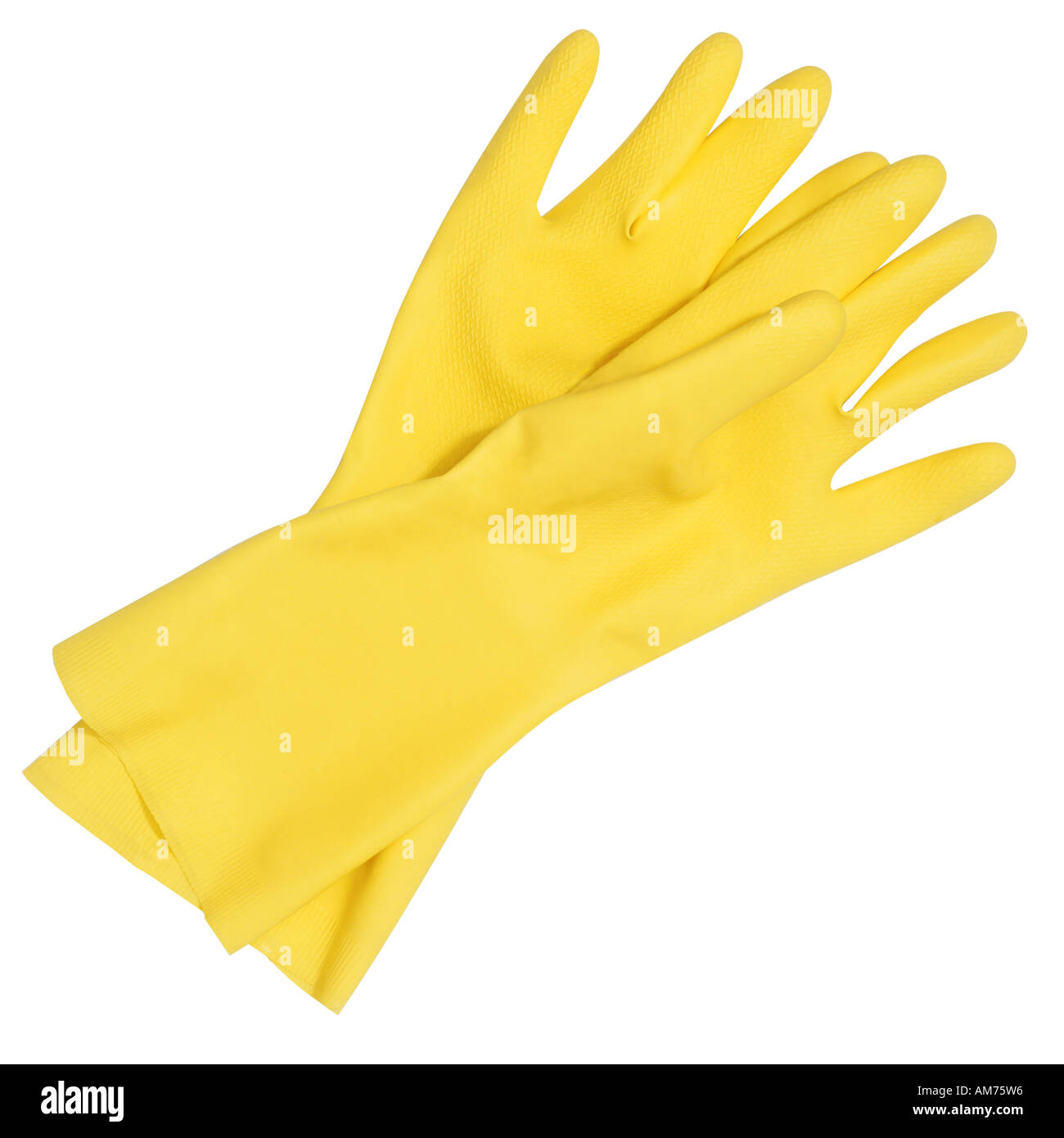 Une paire de gants en caoutchouc jaune Banque D'Images