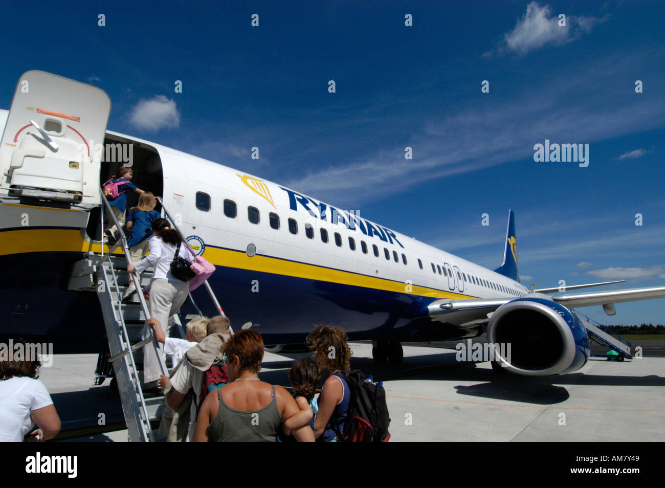 Les passagers d'avion de Ryanair Banque D'Images