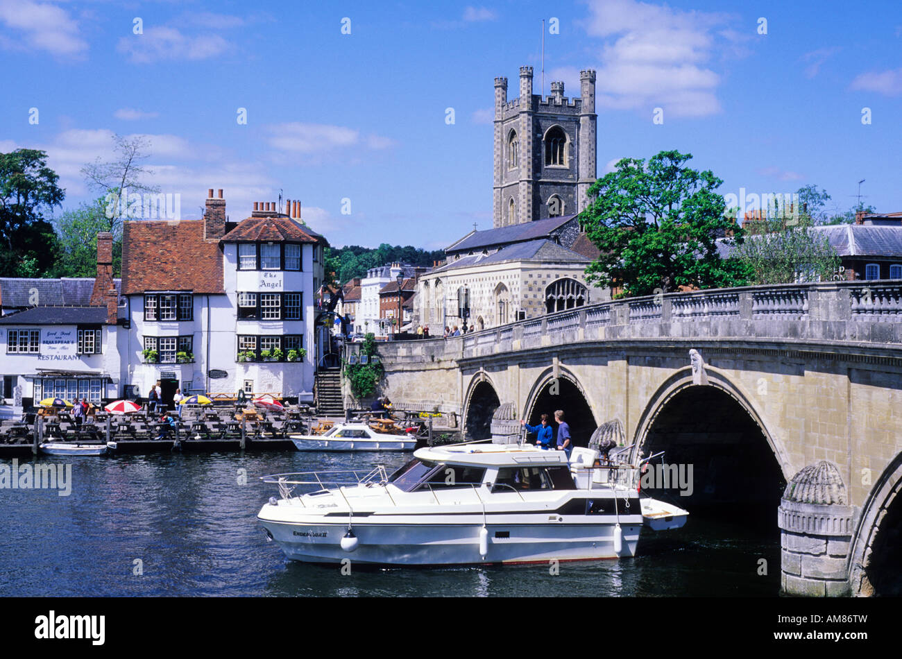 Henley Oxfordshire Tamise Église Pont bateau Ville 3 Banque D'Images