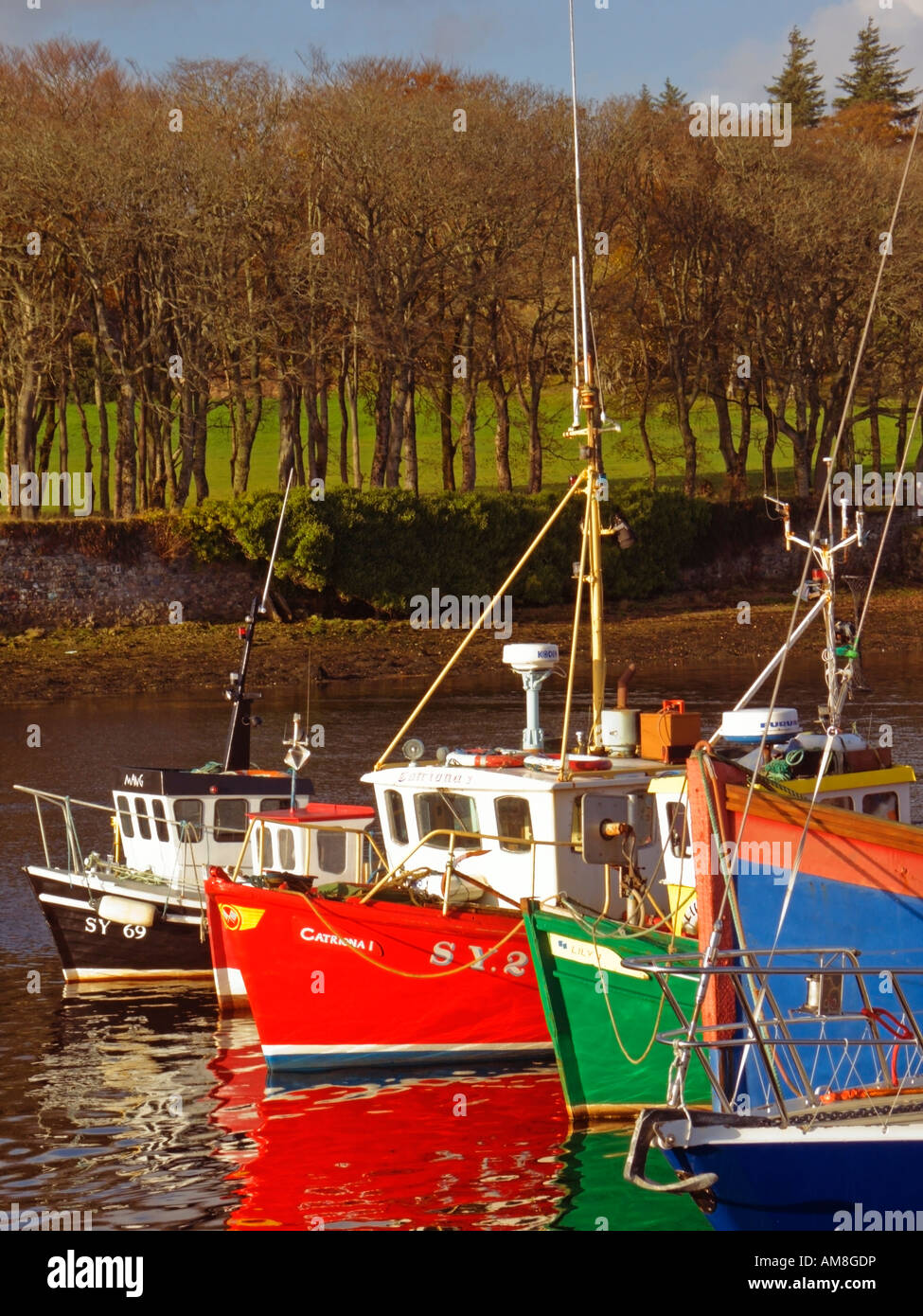 Les bateaux de pêche amarré Quai du Port de Cromwell Street Stornoway Stornoway Isle de Lewes Hébrides extérieures Hébrides en Écosse Banque D'Images