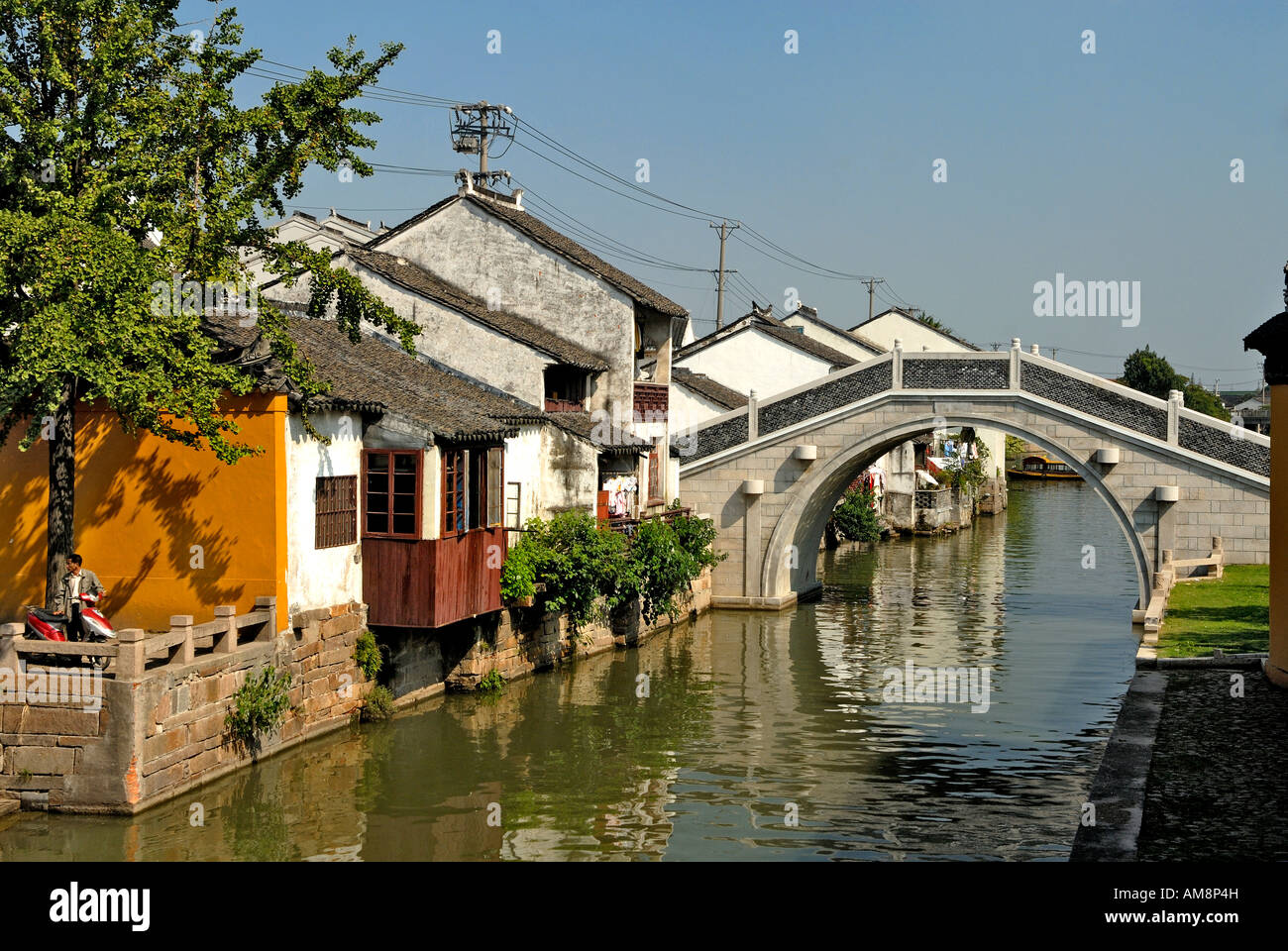 Pont en pierre ancienne ville Canal Tongli Chine Banque D'Images