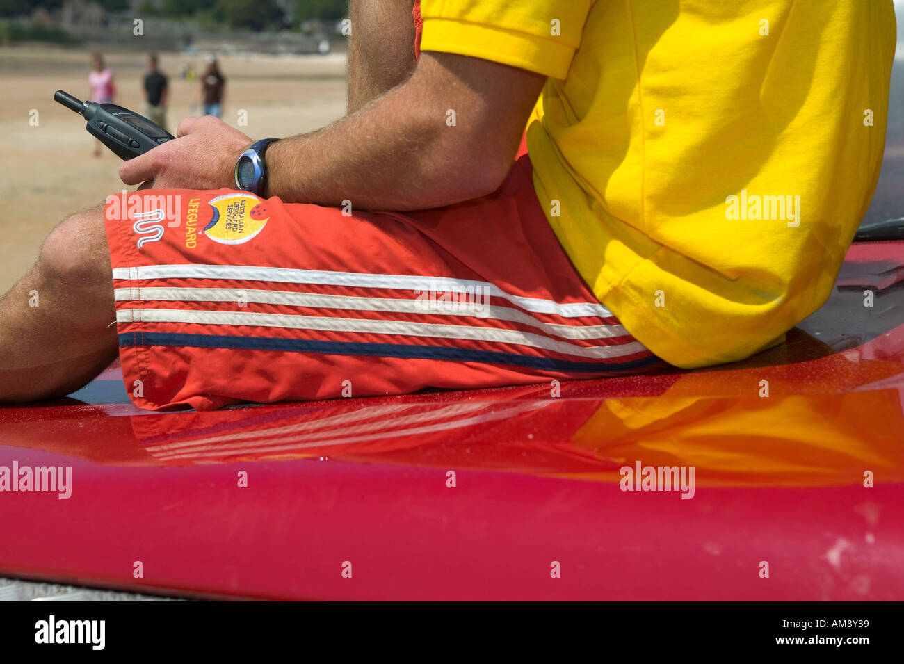 S St Brelade bay beach lifeguard Banque D'Images
