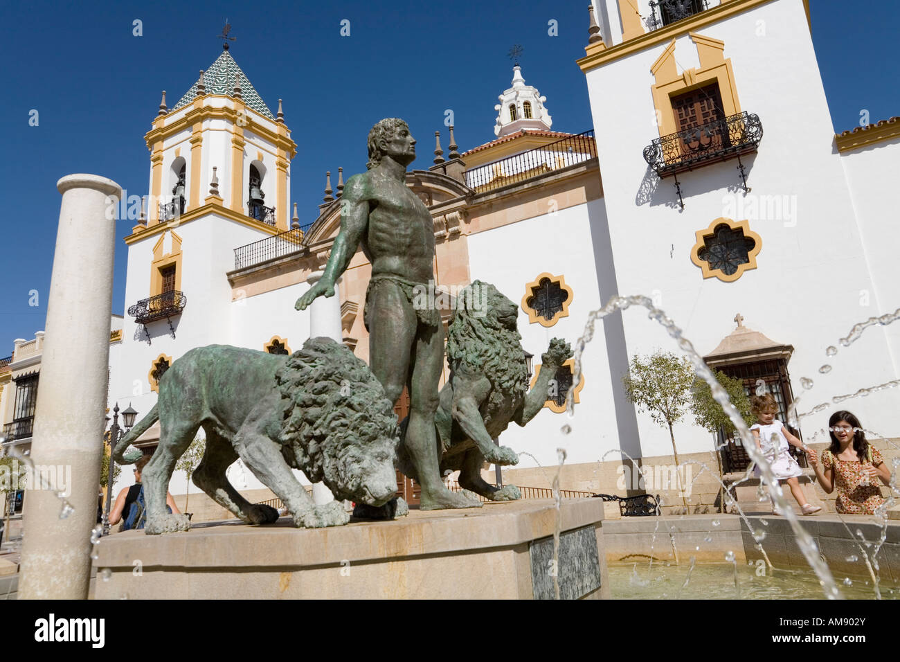 Ronda Malaga Province Spain Square Plaza del Socorro et Iglesia del Socorro Banque D'Images