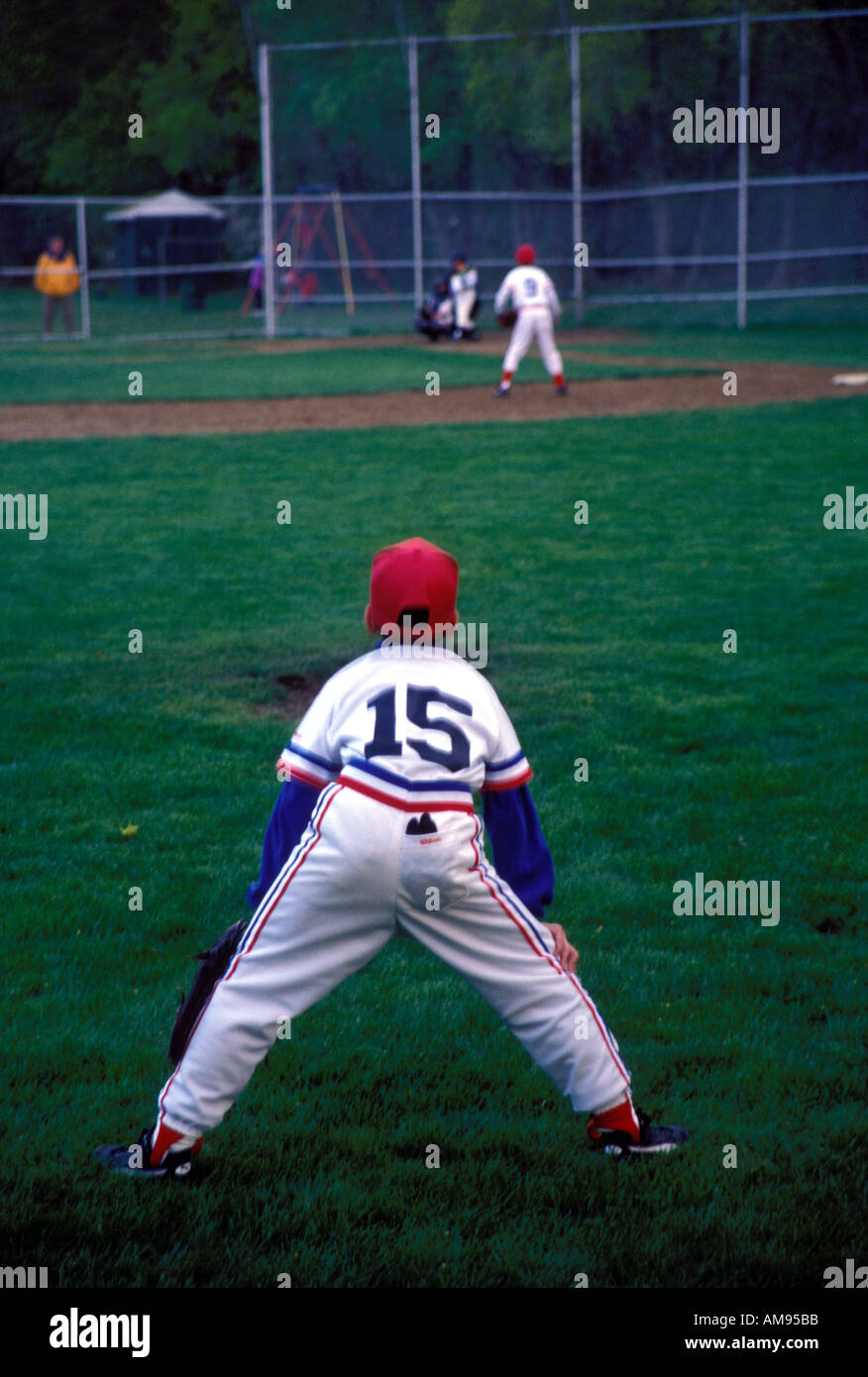 Little league baseball catcher Banque de photographies et d'images à