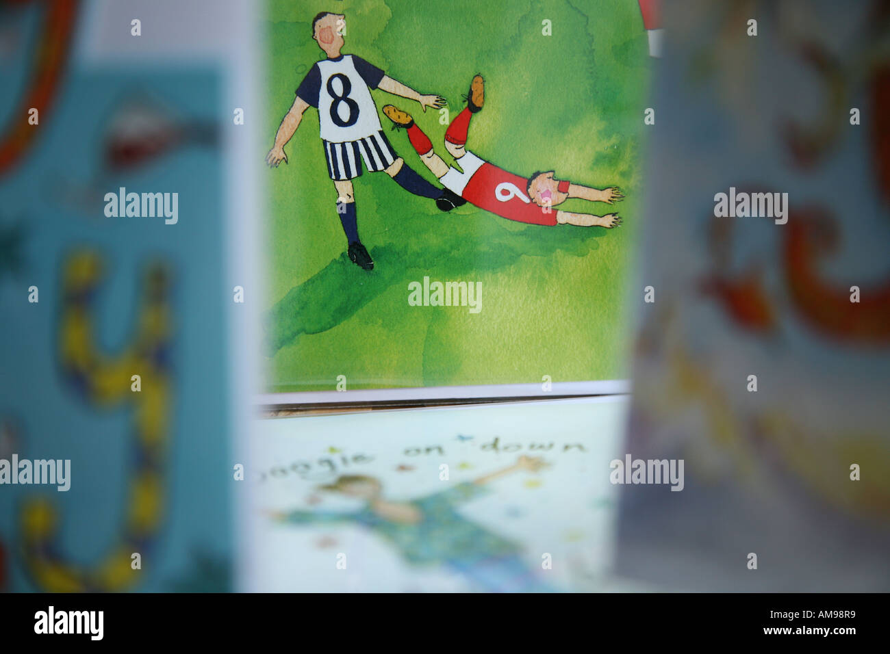 Cartes de voeux avec un football illistration sur un. Banque D'Images