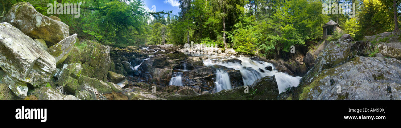 Linn noir tombe, rivière Braan, l'Hermitage, Dunkeld, Perthshire, Écosse, Royaume-Uni Banque D'Images