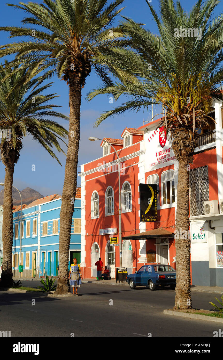 Le Cap Vert, l'île de Sao Vicente, Mindelo, Avenue Amilcar Cabral Banque D'Images