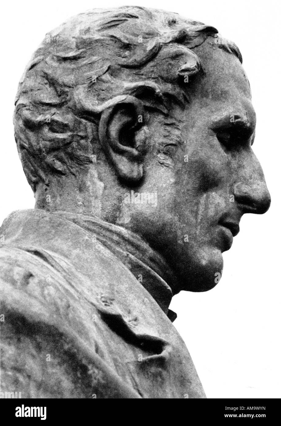 Louis Braille buste en bronze par Etienne Leroux Banque D'Images