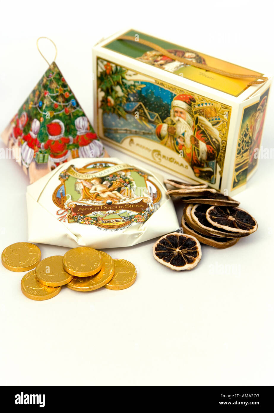 Un assortiment de cadeaux de fête comestibles Banque D'Images