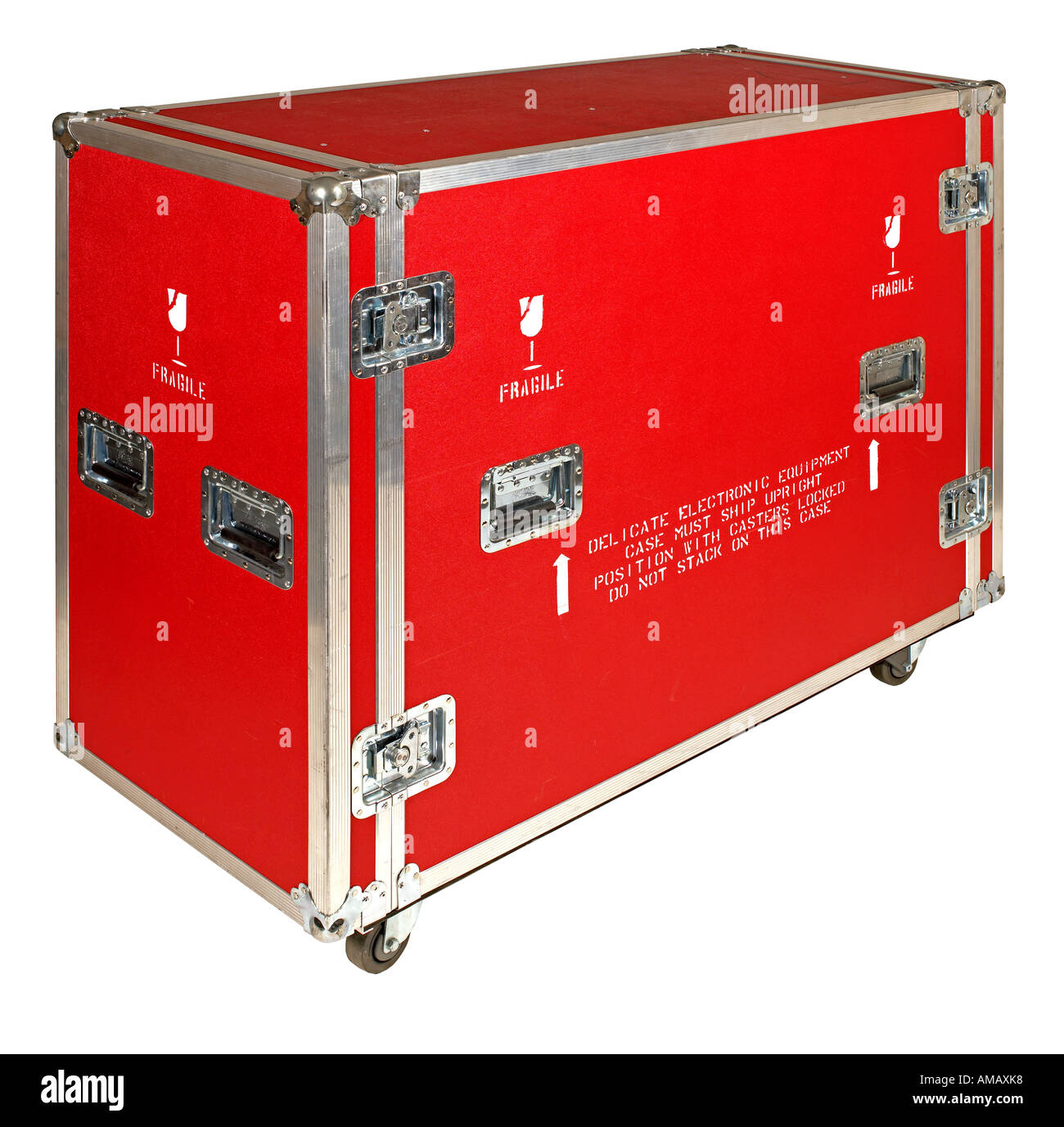 Cas expédition rouge avec des roues Banque D'Images