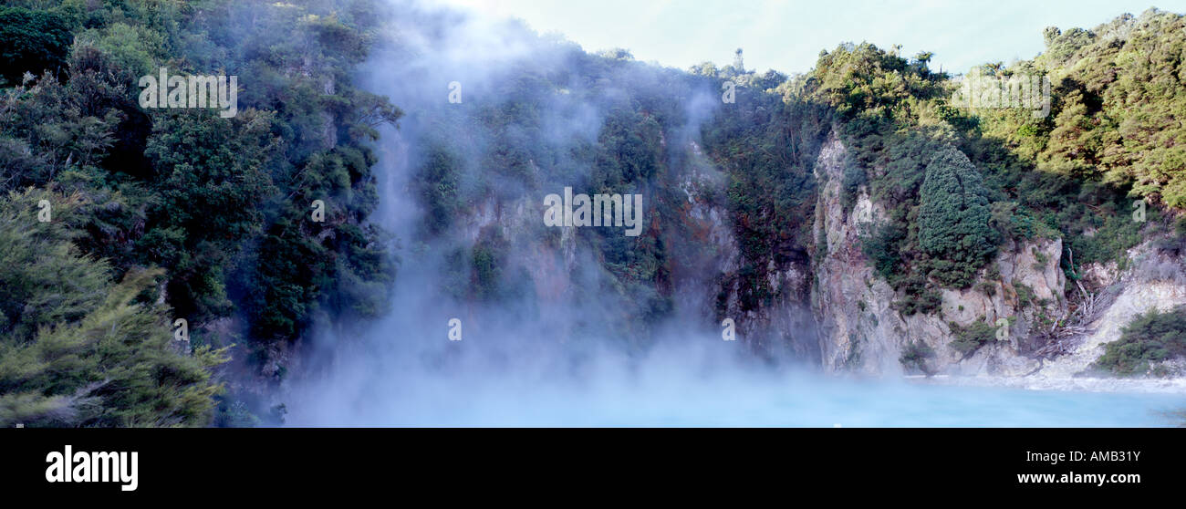 Vue panoramique sur la vallée de Waimangu Emerald Pool, Nouvelle-Zélande Banque D'Images