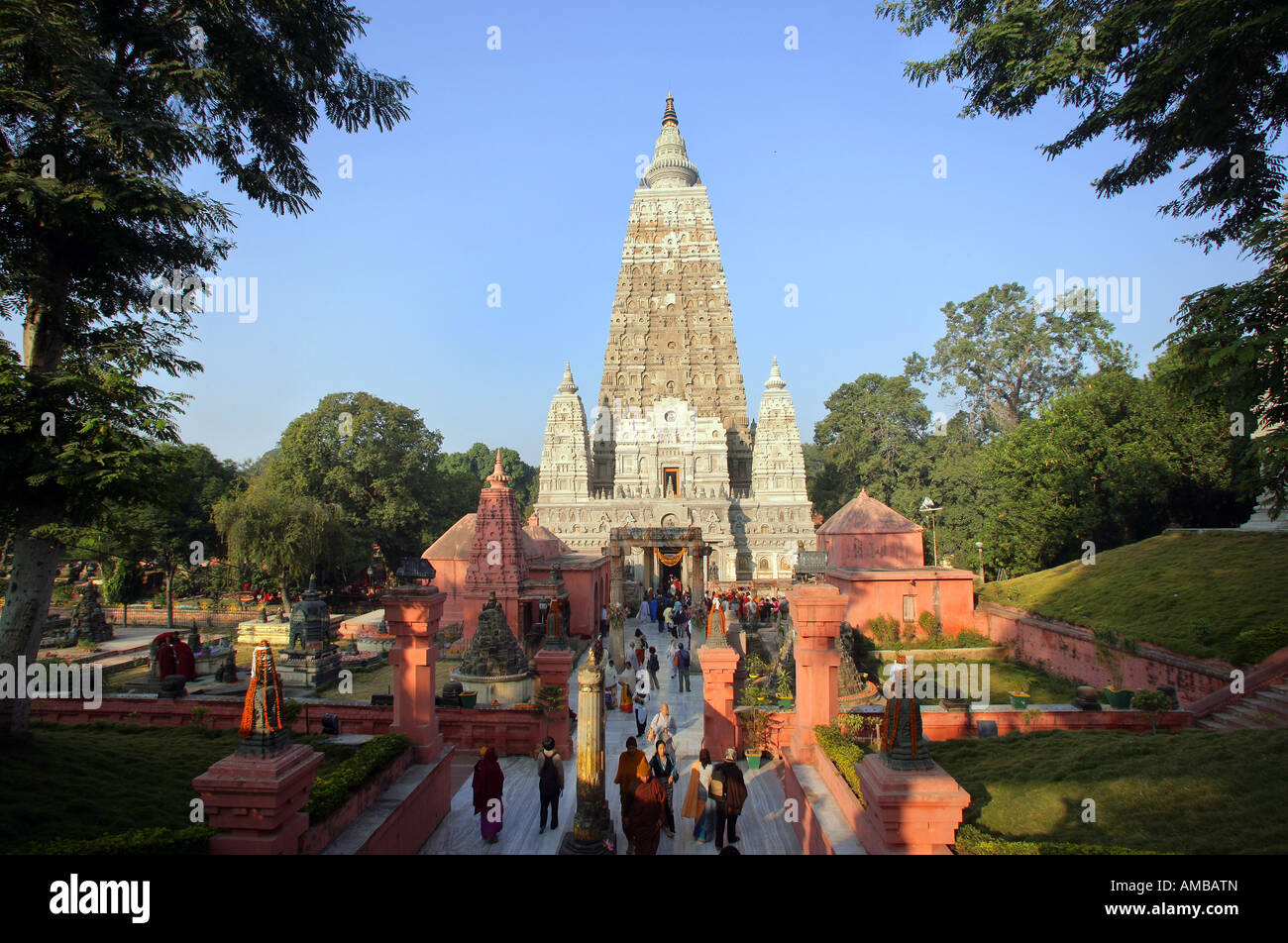 L'Inde, le Temple de la Mahabodhi bouddhiste : Bodhgaya Banque D'Images