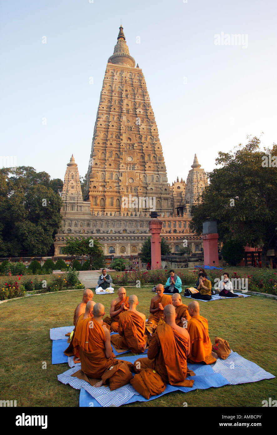 L'Inde, le Temple de la Mahabodhi Bodhgaya : bouddhiste, le lieu de l'Eveil du Bouddha Banque D'Images