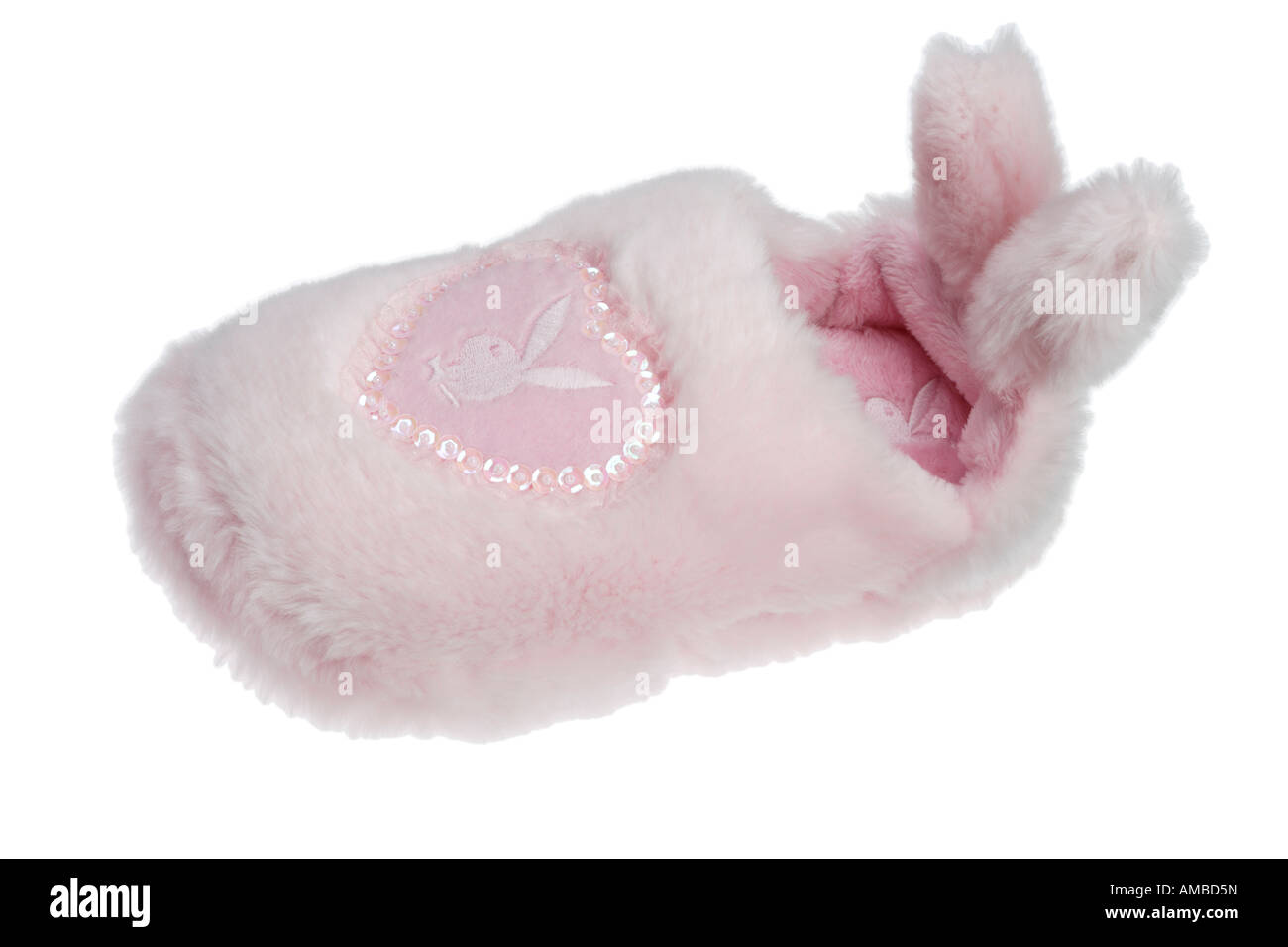 Pink fluffy bunny playboy girls slipper Banque D'Images